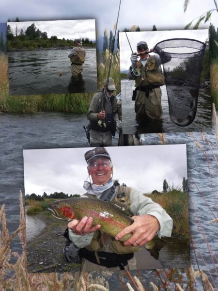 Dan lives in Las Vegas but has a holiday home in Taupo and has been coming to NZ for years. He's fished the Tongariro many times but was keen to get his head around Euro nymphing. But yesterday he also caught fish on the dry and dropper and the indicator ... as did we all.