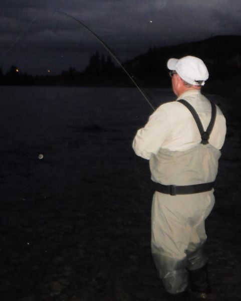 Guy hooks up another on his favourite fly.