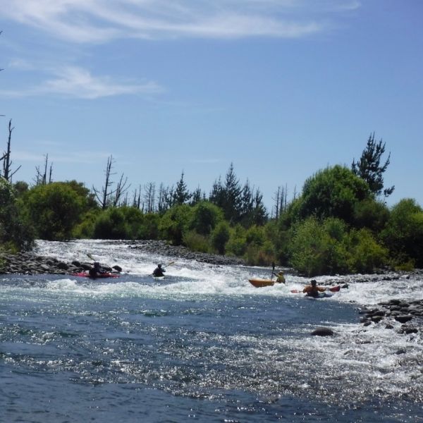 Everyone heads for the river on a hot summers day.