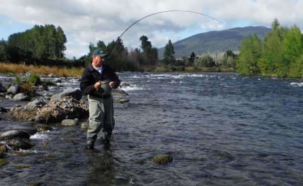 Luke landing another rainbow in one of the town pools.