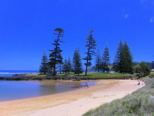 A packed Emily Bay at midday the site of the first Polynesian settlement