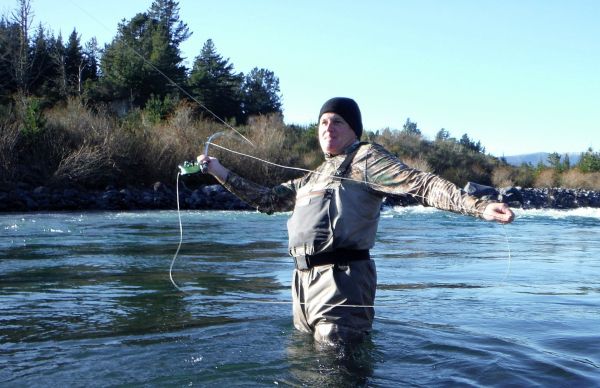 Grant Phibbs back casting in Big Bend just after dawn as the southerly picks up again.