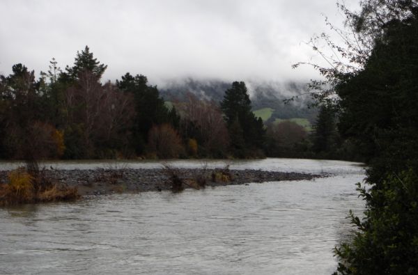 The view upriver towards the tail of Major Jones in the distance.