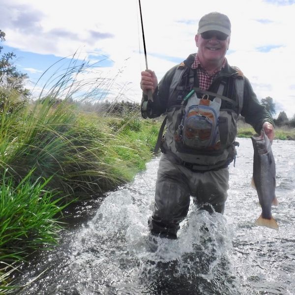Mike with a feisty jack that gave him the run around in the Braids.